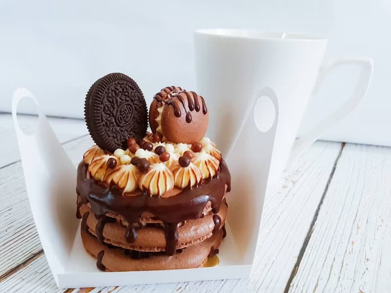 【限台中自取】3.5吋馬卡龍塔-巧克力海鹽【可當生日蛋糕禮物】