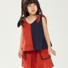 Ángeles-尾蝶無袖配色上衣(紅藍/黃綠)