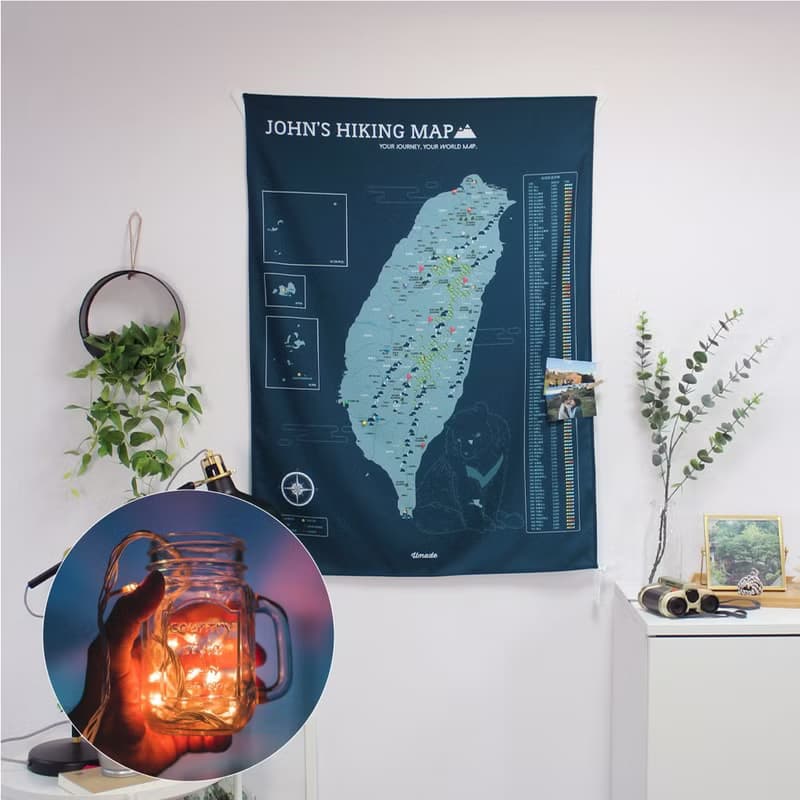【Outdoor禮盒】台灣百岳地圖+質感LED燈串+質感牛皮紙禮盒