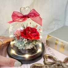 心繫於妳 愛心永生花玻璃盅罩LED花盅 情人節禮物 母親節禮物