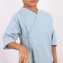 Kids Cotton Kimono Top, Wrap Top, Blue, Momo