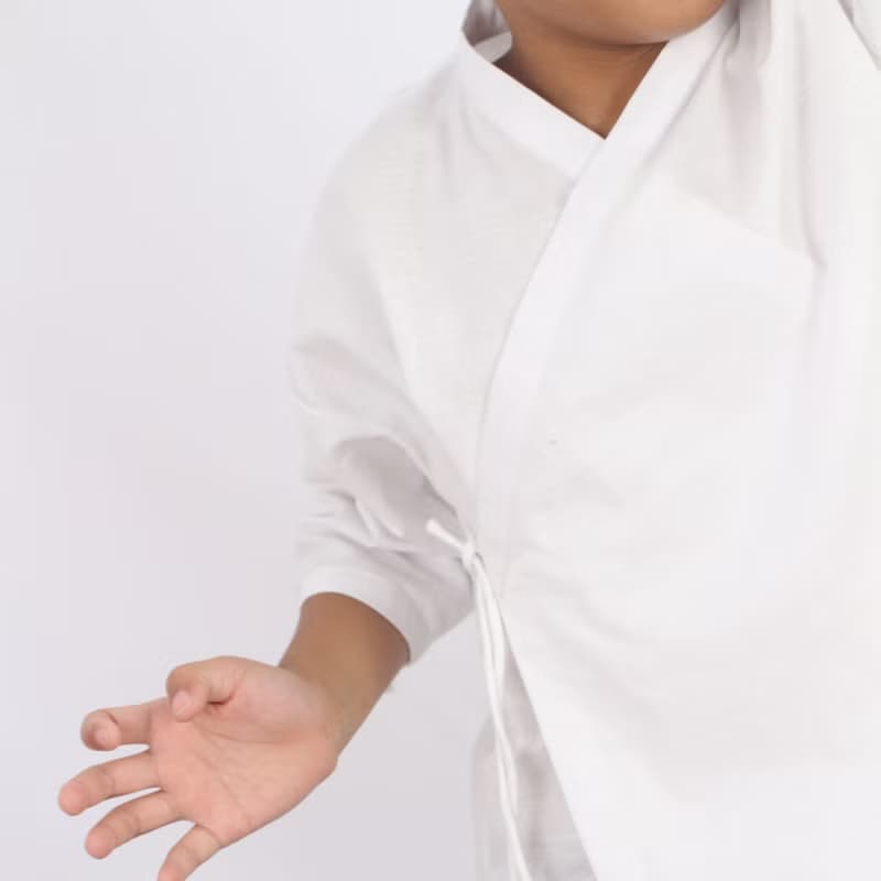 Kids Cotton Kimono Top, Wrap Top, Blue, Momo