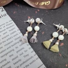 【親翠】天然翡翠 南瓜珠小裙子流蘇純銀耳環 畢業禮物