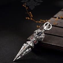 Real 925 Sterling Silver Handmade Buddhism Vajra Pendant without Necklace Men