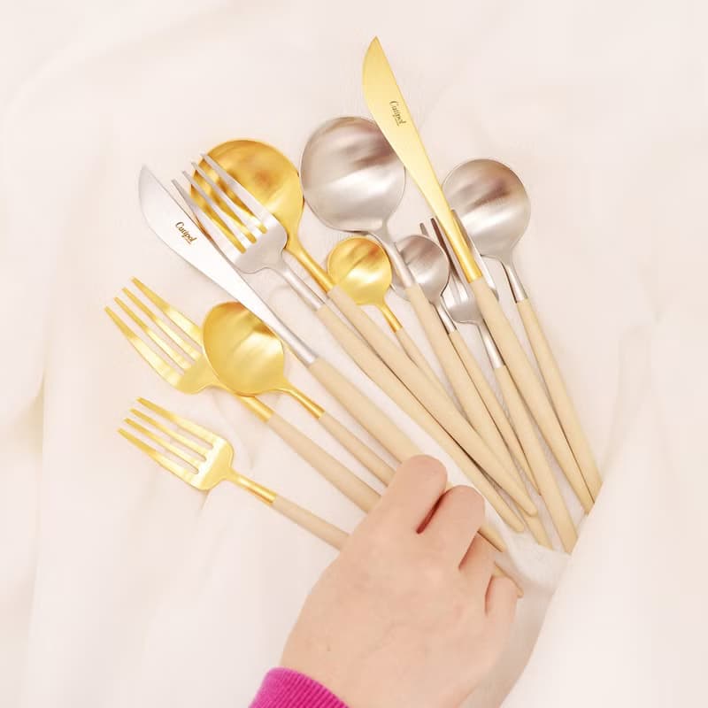 葡萄牙Cutipol GOA系列奶茶柄主餐四件組(刀叉匙咖啡匙)