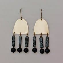 地仙 L'IMMORTEL 搖搖 黃銅黑曜石 垂墜耳飾