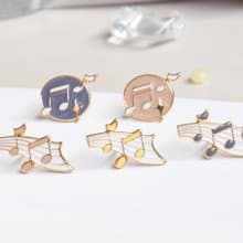 閃耀音符 線譜音符 兩款耳環 醫療鋼針 夾式耳環 紙盒包裝