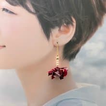 Pinkoi 限定獨家 | Sparkler 煙火棒熱情紅布花小閃亮耳環