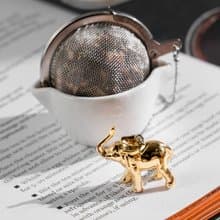 01LIV不銹鋼濾茶器 CHICHI濾茶球 金色大象吊饰附瓷碗原創設計