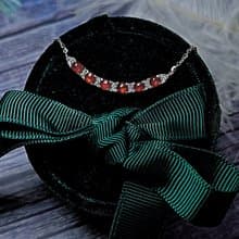 |熱戀|天然無燒冰玻紅翡蛋面3.3mm純銀鍍18k微笑多顆項鍊