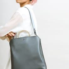 母親節禮物 上班族 素皮革包 Mila 單肩/上肩袋/手挽袋 炭灰色