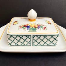 Villeroy Boch 籃子稀有矩形帶蓋黃油盤德國 1970 年