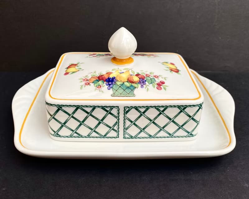 Villeroy Boch 籃子稀有矩形帶蓋黃油盤德國 1970 年
