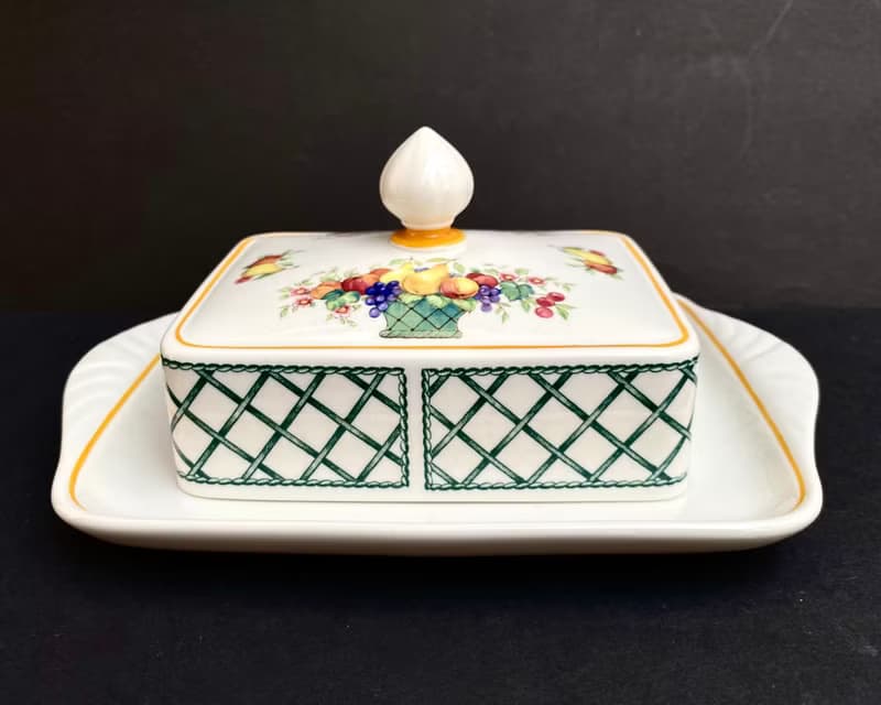 Villeroy Boch 籃子稀有矩形帶蓋黃油盤德國 1970 年