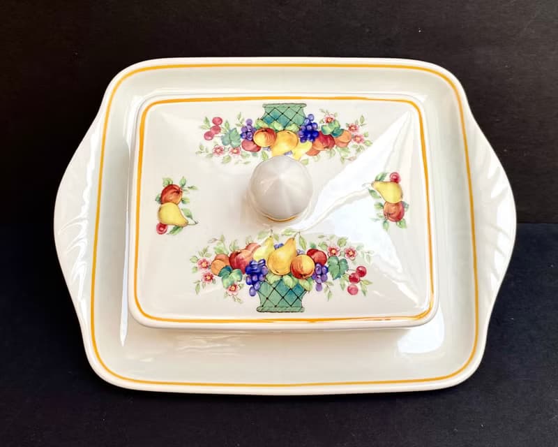 Villeroy Boch 籃子稀有矩形帶蓋黃油盤德國 1970 年