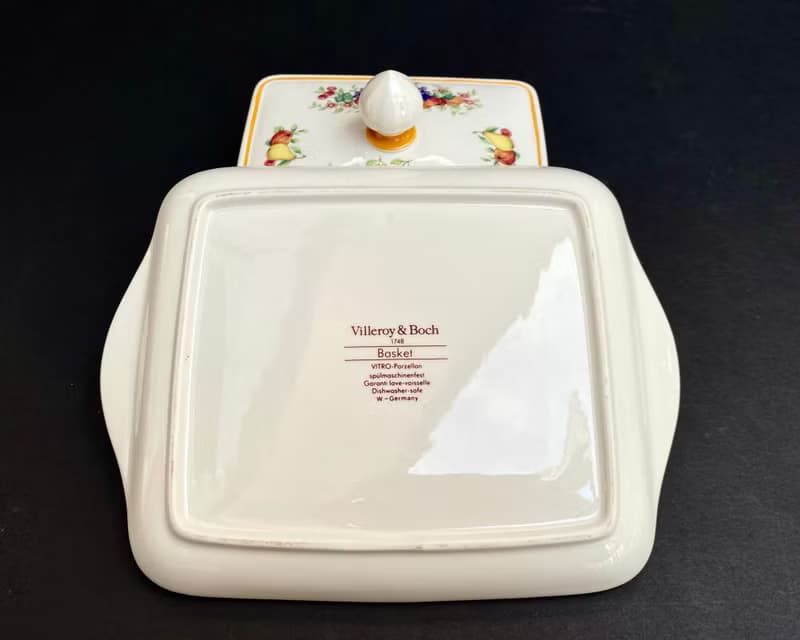 Villeroy Boch 籃子稀有矩形帶蓋黃油盤德國 1970 年