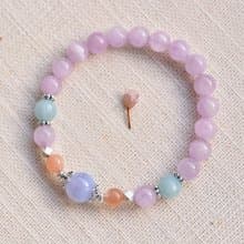 紫鋰輝+藍紋瑪瑙+天河石+橘月光石純銀手鍊