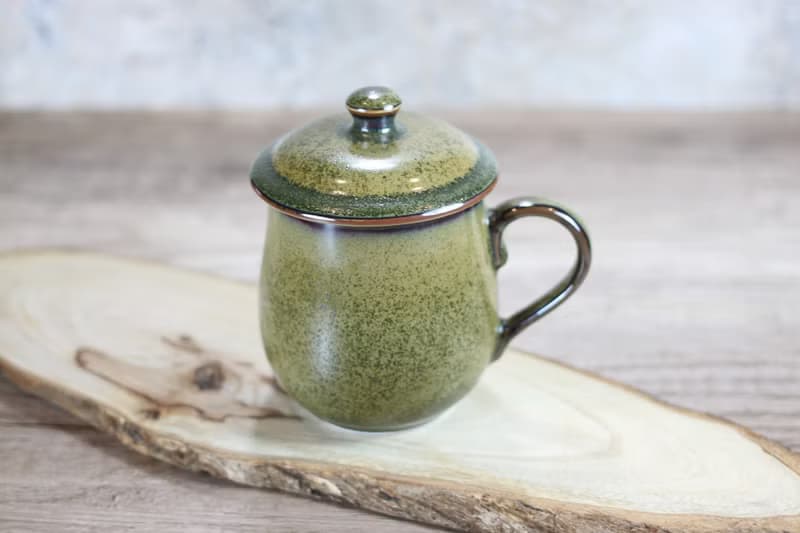 【送禮好物】300ml 茶末釉蓋杯 帶蓋馬克杯 鶯歌名家葉敏祥作品