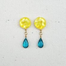 モザイクボタンと雫のカラフルピアス/イヤリング B
