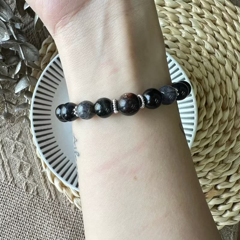 黑金超七雙貔貅彈性手鍊