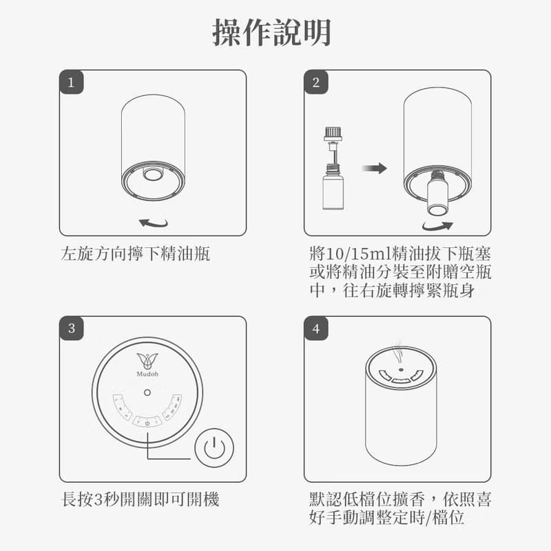 【Mudoh沐朵】無水霧化擴香儀(竹子款)(附10ml精油空瓶)