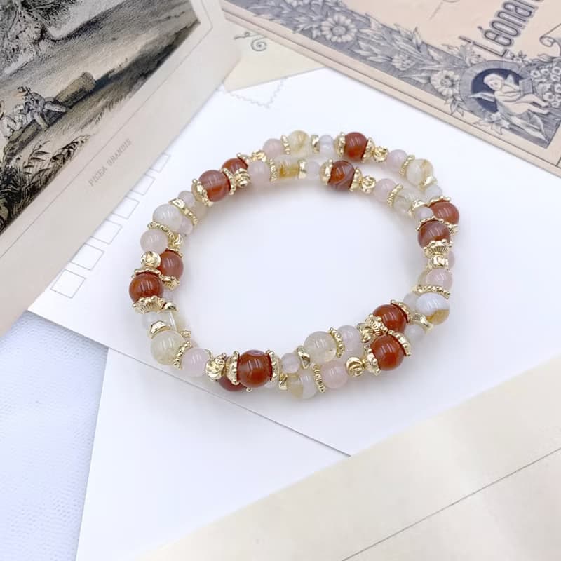 大暑 / 南紅瑪瑙 黃水晶 摩根石 粉晶 水晶手鍊