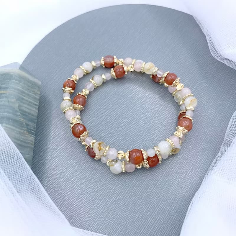 大暑 / 南紅瑪瑙 黃水晶 摩根石 粉晶 水晶手鍊