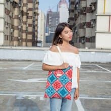 邊境 / 紅 藍 灰 / 簡約手袋 肩背包 帆布包