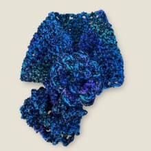 Handmade 立體花朵圍脖  深海藍綠