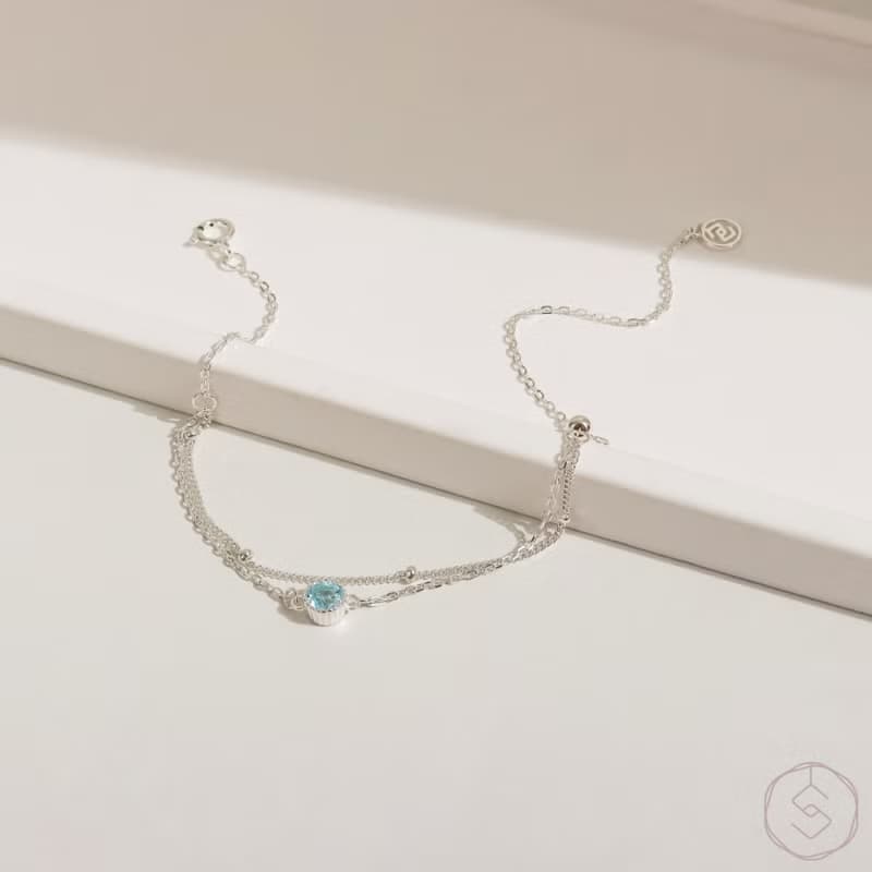 盼 | 托帕石 S925純銀 | 天然石輕珠寶手鍊