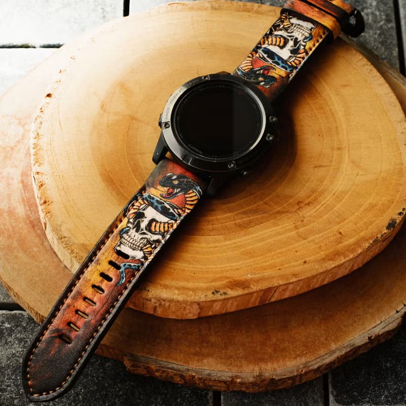 Garmin Quick Fit Watch Strap Snake and Skull Design