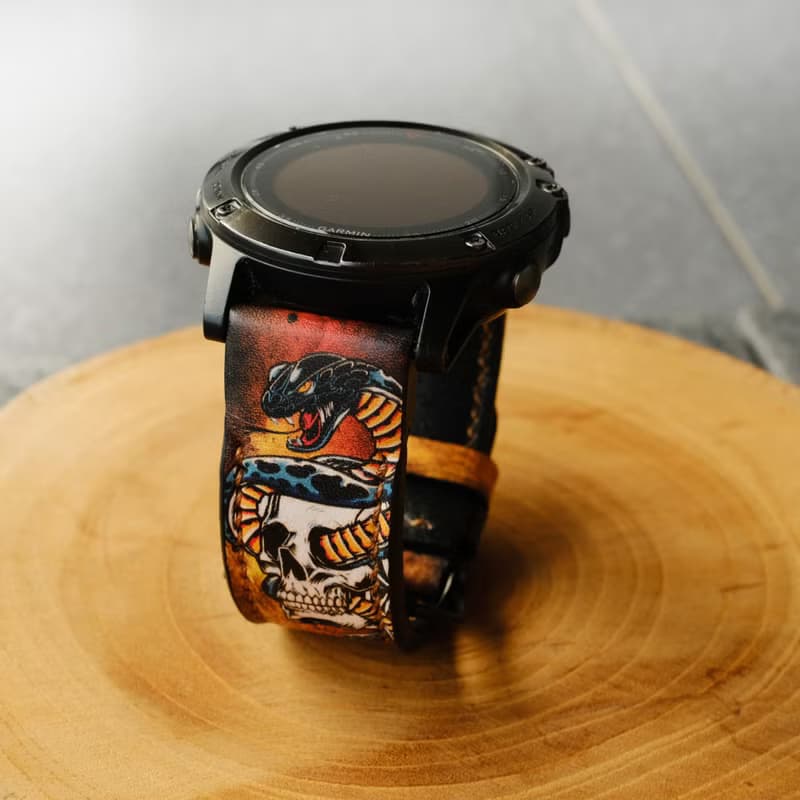 Garmin Quick Fit Watch Strap Snake and Skull Design