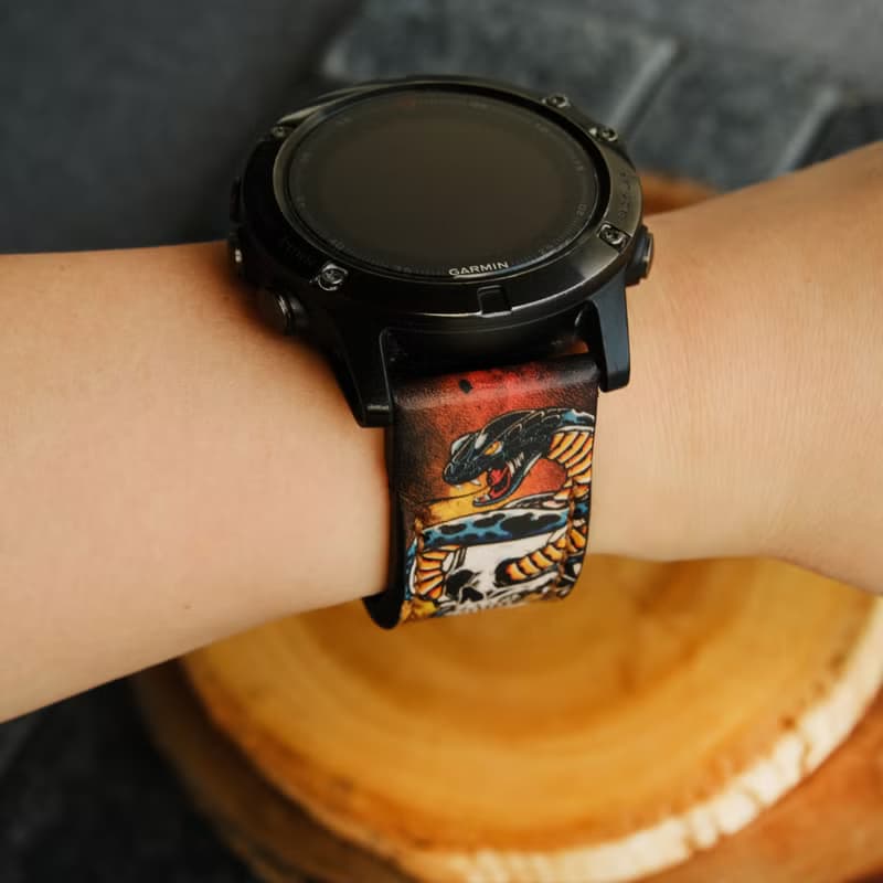 Garmin Quick Fit Watch Strap Snake and Skull Design