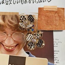 銅線花黑白、耳環、耳夾