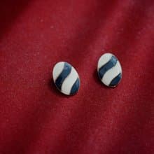 黑白相間珐瑯復古古董飾品耳夾耳環 vintage母親節