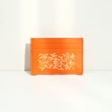 Vegan eco-friendly Hanji Leather Peony and Birds 韓国 誕生日プレゼント Card Wallet Orange