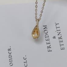 刻面黃水晶吊墜 切面天然黃水晶項鏈 小顆手工純銀黃水晶鎖骨項鍊