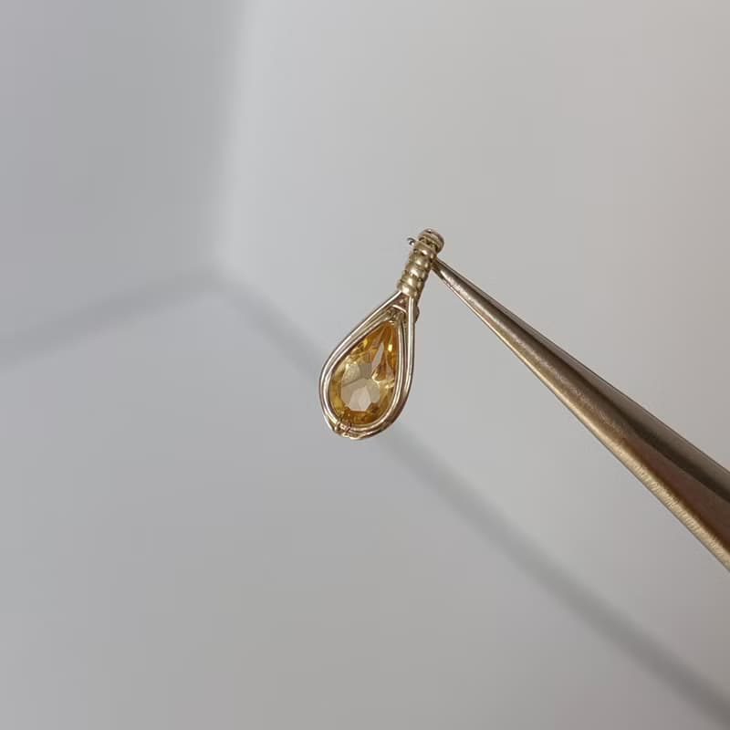 刻面黃水晶吊墜 切面天然黃水晶項鏈 小顆手工純銀黃水晶鎖骨項鍊