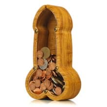 Adult piggy bank PENIS Wood dildo phallus dick sex toy Funny birthday gift