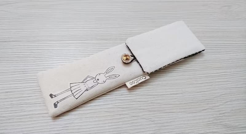 環保餐具收納袋 筷子袋 組合筷專用 雙層筷袋 手繪兔子小姐款