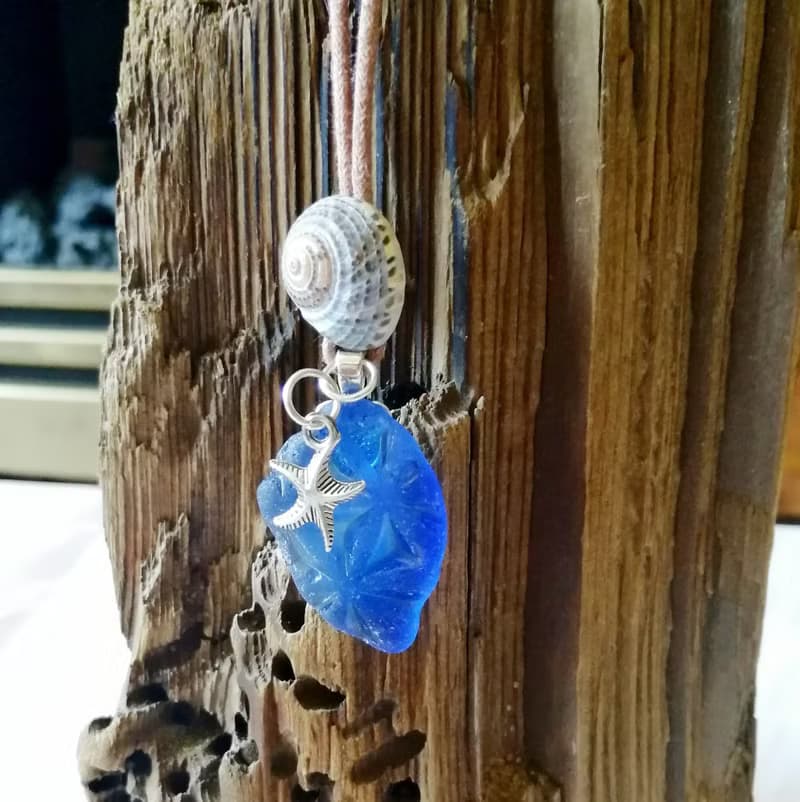 Blue Sea glass pendant海洋風 海玻璃项链Simple Daily Versatile手工装饰 Cute Ggift for her