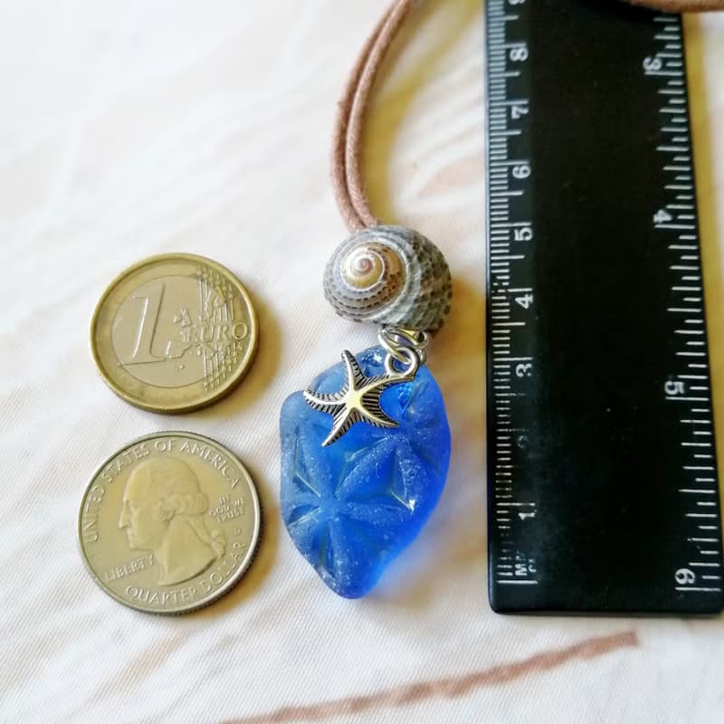 Blue Sea glass pendant海洋風 海玻璃项链Simple Daily Versatile手工装饰 Cute Ggift for her