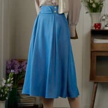 Valeria 簡約通勤垂褶藍色半身裙