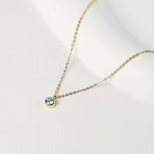 天空藍鋯石生日石316醫療鋼項鍊/3月誕生石 單鑽 鎖骨鍊 不鏽鋼鍊