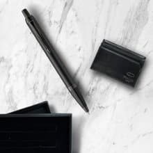 Parker 派克 新IM  特別款理性黑原子筆 牛皮卡夾禮盒 免費刻字
