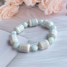 千層薄荷阿拉善瑪瑙 綠海紋石 || 辟邪祝福 排除負能量 水晶手鍊