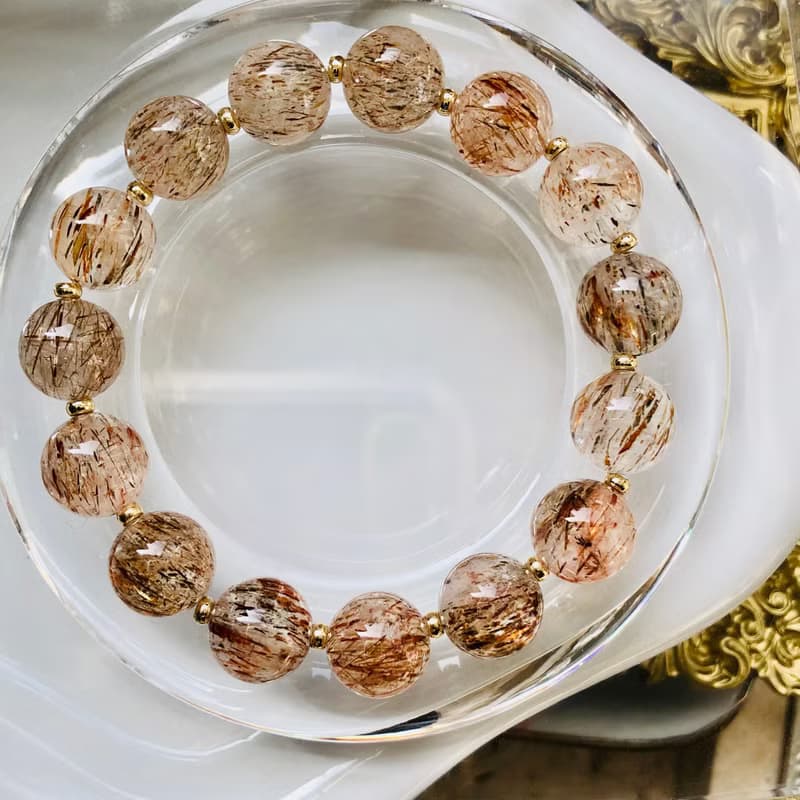 ITS-B652【設計款・黑金超七・10~11mm】天然石水晶手鍊手環