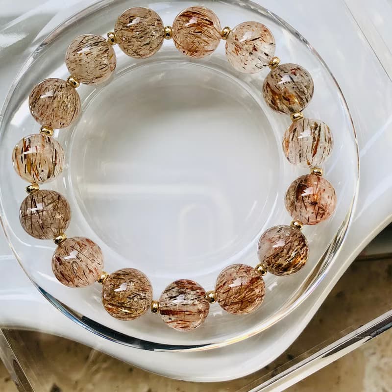 ITS-B652【設計款・黑金超七・10~11mm】天然石水晶手鍊手環