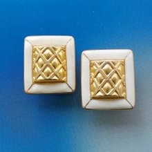 Vintage Jewelry 西洋古董飾品 個性 格紋 方塊  夾式耳環