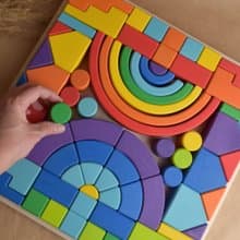 Wooden Construction Kits for Kids Building Set Toy Romanesque Rainbow Handmade
